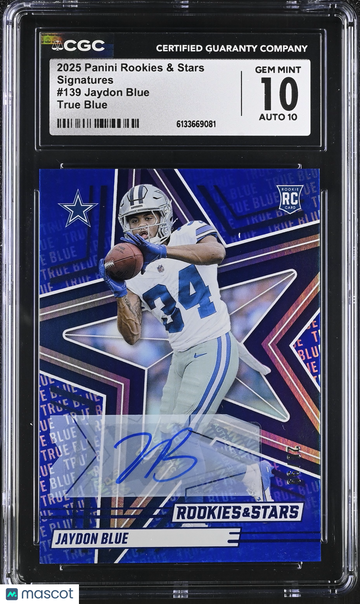 2025 Panini Rookies & Stars Jaydon Blue #139 True Blue Signatures CGC 10 Auto 10