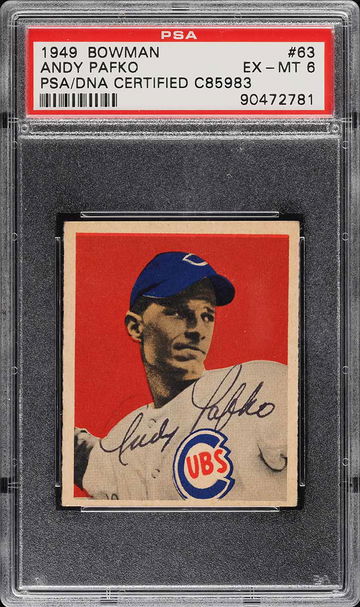 1949 Bowman Andy Pafko #63 PSA 6 1STBOWMAN PSADNA AUTO HIGHEST GRADED POP 1 RARE