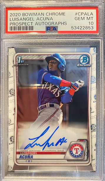 2020 BOWMAN CHROME PROSPECTS LUISANGEL ACUNA AUTO RC PSA 10 GEM!