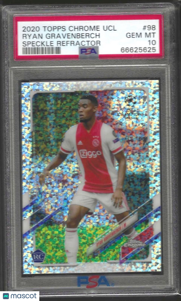 2020 Topps Chrome UEFA Champions League Ryan Gravenberch #98 Speckle Refractor PSA 8