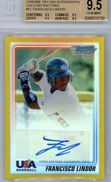 2010 Bowman Chrome USA Gold Refractors Francisco Lindor 