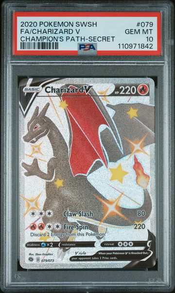 2020 Pokemon Sword and Shield Champion's Path Secret Rare Charizard V #79 /73 PSA 10