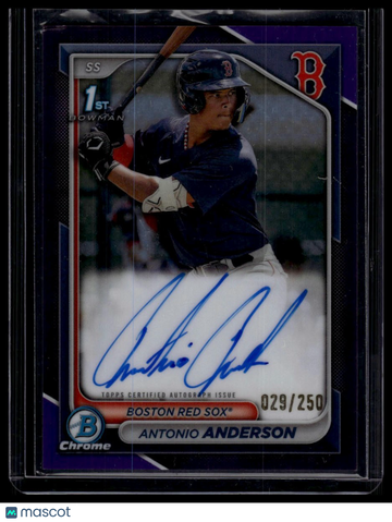 2024 Bowman Antonio Anderson #CPA-AAN Chrome Prospect Autographs Purple Refractors SN AU