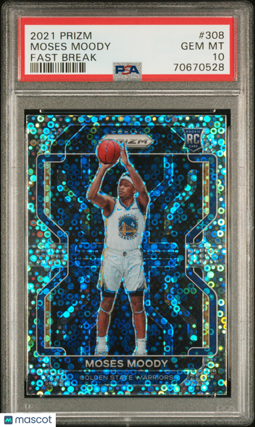 2021 Panini Prizm Moses Moody #308 Fast Break PSA 10