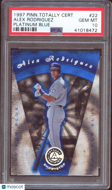 1997 Pinnacle Totally Certified Alex Rodriguez #22 Platinum Blue PSA 10