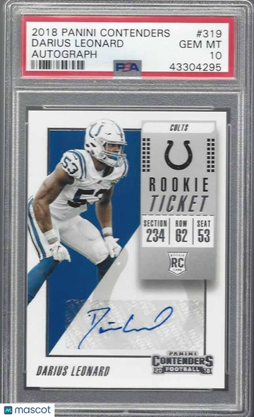 2018 Panini Contenders Darius Leonard #319 Autograph PSA 10