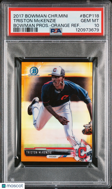 2017 Bowman Chrome Mini Triston Mckenzie #BCP118 Pros. Orange Refractor PSA 10