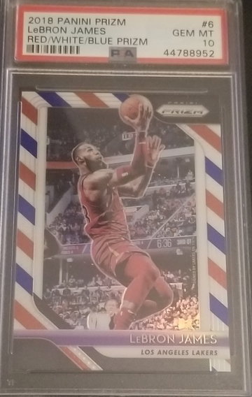 2018 Panini Prizm Lebron James #6 Red White Blue PSA 10