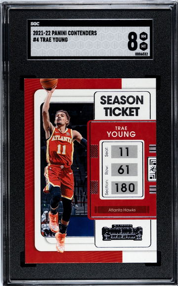 2021-22 Panini Contenders Basketball Season Ticket Trae Young #4 Atlanta Hawks Graded SGC 8