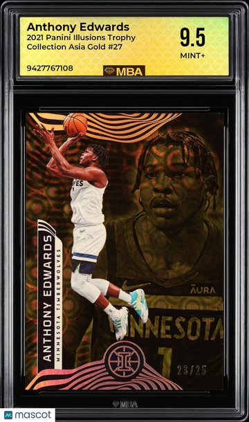 2021 Panini Illusions Anthony Edwards #27 Trophy Collection Asia Gold MBA 9.5