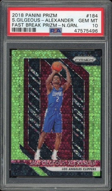 Shai Gilgeous-Alexander 2018 Fast Break Neon Green 1/5 RC PSA 10