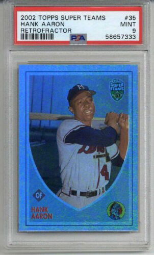 2002 TOPPS SUPER TEAMS RETROFRACTOR #35 HANK AARON BRAVES LE PSA 9 NO 10'S