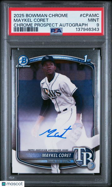 2025 Bowman Chrome Prospect Autographs Maykel Coret #CPAMC Rookie PSA 9