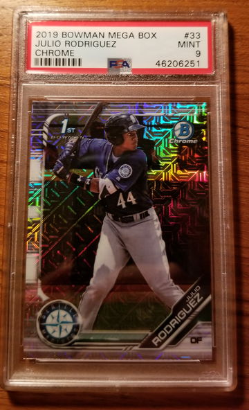 2019 bowman chrome  mega box julio Rodriguez mojo refractor psa 9 #33 mariners
