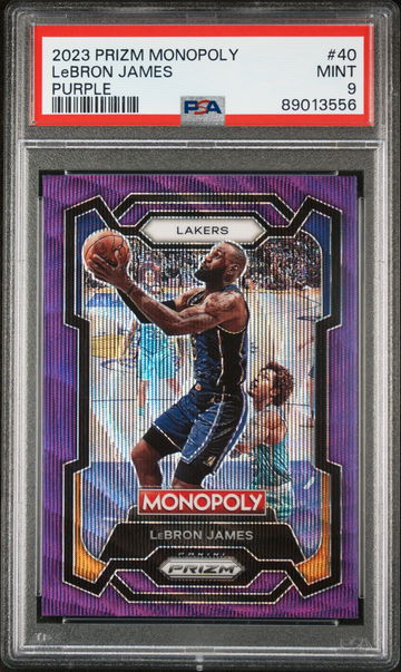 2023 PANINI PRIZM MONOPOLY LEBRON JAMES PURPLE #40 PSA 9