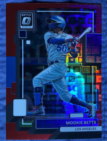 Mookie Betts #d /99 - 2022 Panini Donruss Optic FOTL Red Pandora Prizm - Dodgers