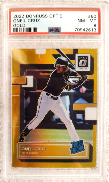 2022 Donruss Optic Gold #80 Oneil Cruz RC #8/10 PSA 8