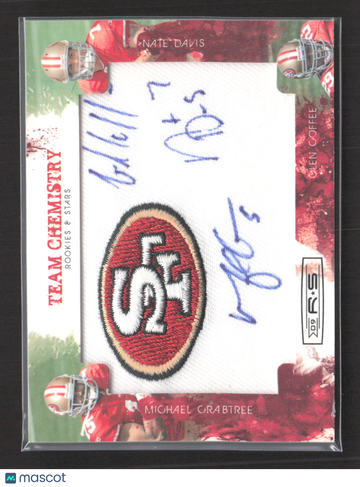 2009 Panini Rookies & Stars Team Chemistry Michael Crabtree Glen Coffee Nate Davis #7 /10 Patch Triple Autograph
