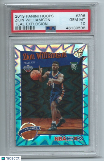 2019 Panini Hoops Zion Williamson #296 Teal Explosion PSA 10
