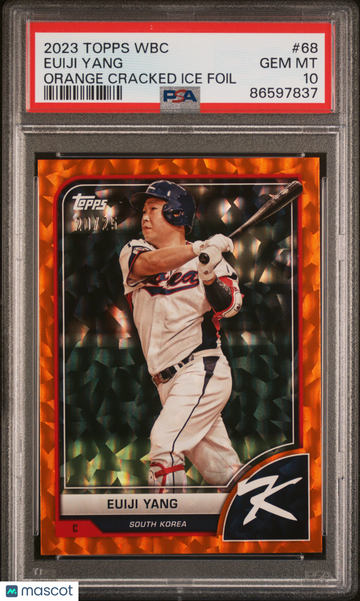 2023 Topps World Baseball Classic Euiji Yang #68 Orange Cracked Ice Foil /25 PSA 10
