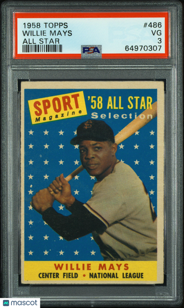 1958 Topps Willie Mays #486 All Star PSA 3