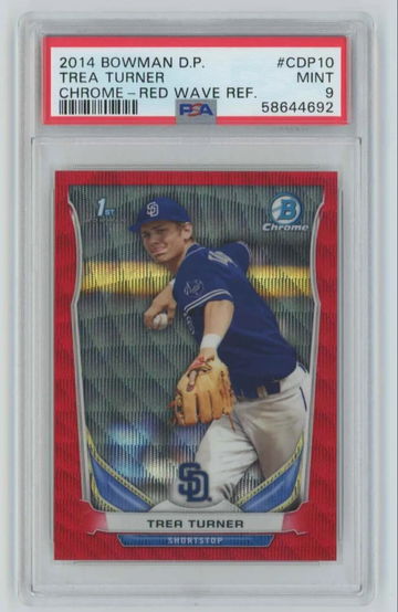 2014 Trea Turner 1st Bowman Chrome Red Wave Refractor Trea Turner /25 PSA 9 RARE