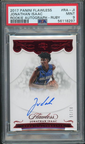 2017 Panini Flawless Jonathan Isaac Rookie Autograph Ruby /25 PSA 9