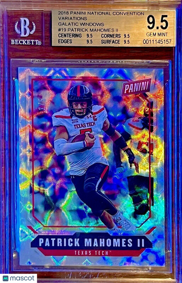 /5 POP 1 Quad BGS 9.5 Patrick Mahomes 2018 National VIP Variation Galactic Holo