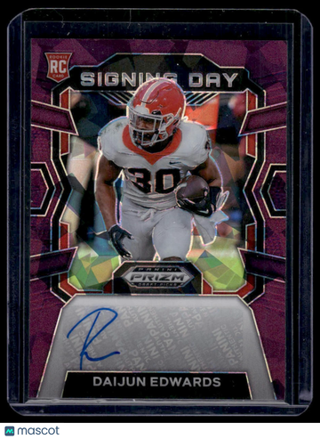 2024 Panini Prizm Draft Picks Daijun Edwards #SD-DES Signing Day Purple Ice SN,AU