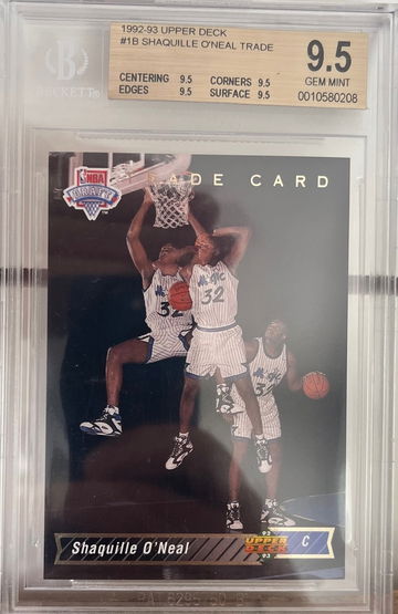 1992 UPPER DECK SHQ SHAQUILLE O'NEAL BGS 9.5 TRUE GEM 