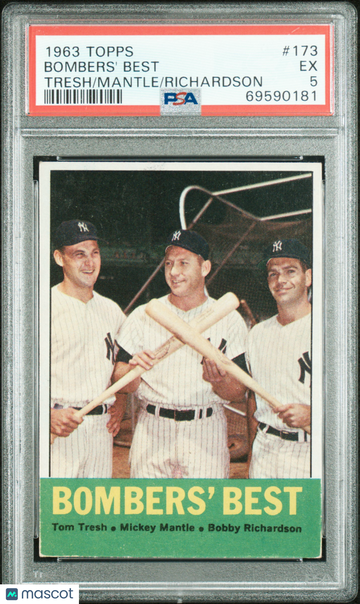 1963 Topps Bombers' Best #173 Tresh Mantle Richardson PSA 5