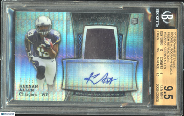 Keenan Allen 2013 Bowman Sterling Rookie Autograph Relics Prism Refractors BGS 9.5 Auto 10