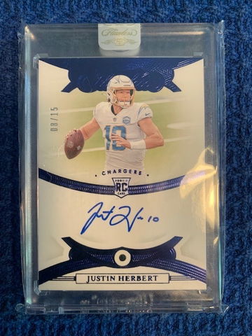 JUSTIN HERBERT 2020 Flawless Rookie Gems Sapphire AUTO / AUTOGRAPH 08/15