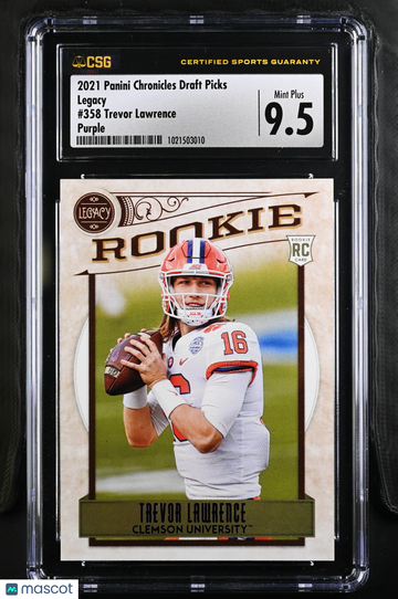 2021 Panini Chronicles Draft Picks Trevor Lawrence #358 Purple /49 Rookie Legacy CGC 9.5