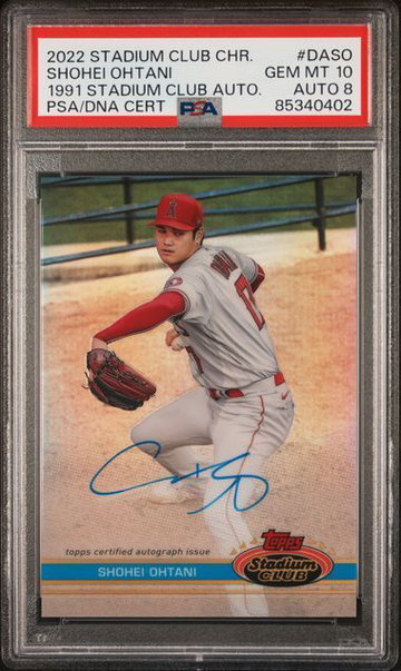 2022 Stadium Club Shohei Ohtani 1991 Stadium Club Autograph /25 PSA 10, Auto 8, #DAS0