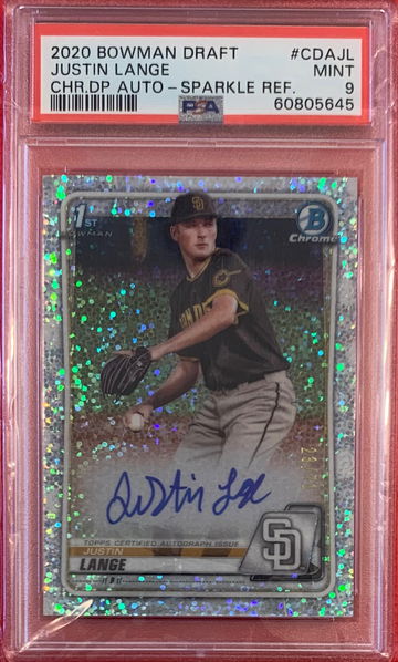 2020 Bowman Chrome Draft Justin Lange Speckle Refractor 23/71 PSA 9 