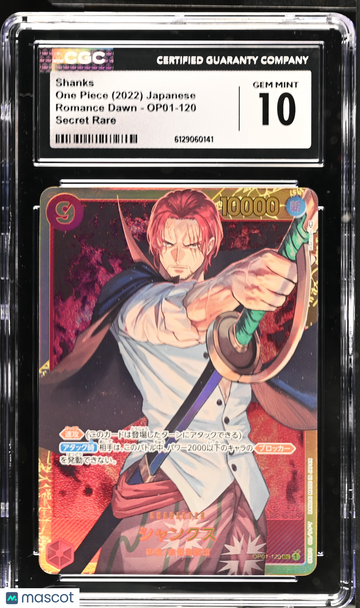 2022 One Piece Romance Dawn Shanks Japanese CGC 10 #OP01-120
