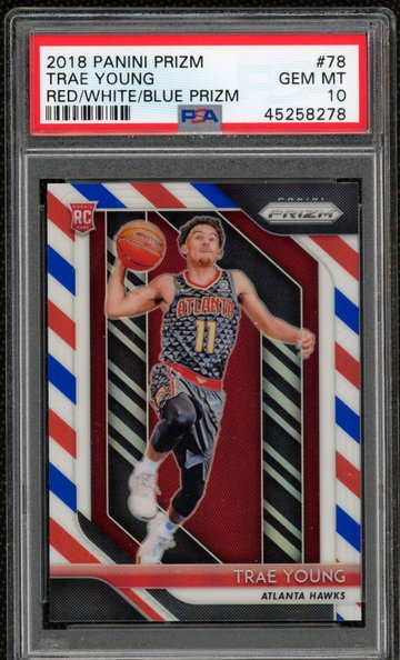Trae Young 2018 Panini Prizm Red/White/Blue PSA 10
