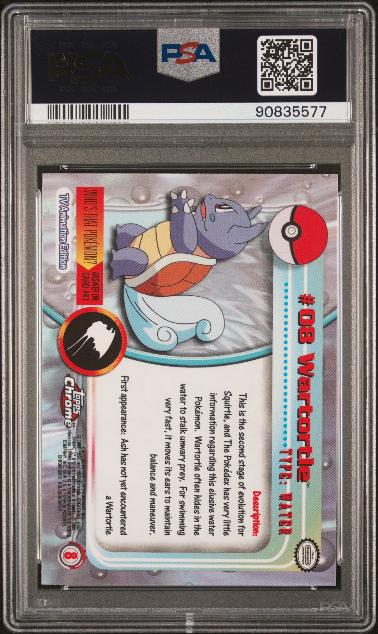 【PSA8】ドククラゲ 英語 topps chrome POKEMON TV 2000 Topps Chrome Pokemon T.V. Wartortle #8 PSA 10 | MySlabs