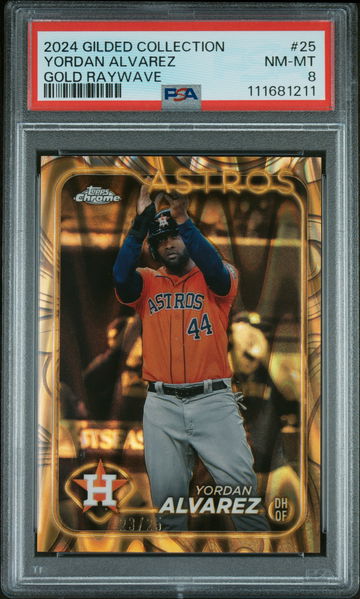 2024 Topps Gilded Collection Gold Raywave Yordan Alvarez #25 /25 PSA 8