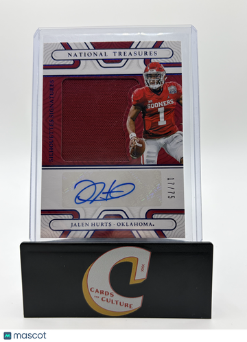2022 Panini National Treasures Collegiate Silhouettes Signatures Jalen Hurts #SIL-JHU /75 Patch Memorabilia