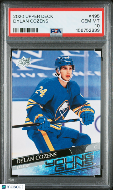 2020-21 Upper Deck Dylan Cozens #495 Young Guns Rookie PSA 10