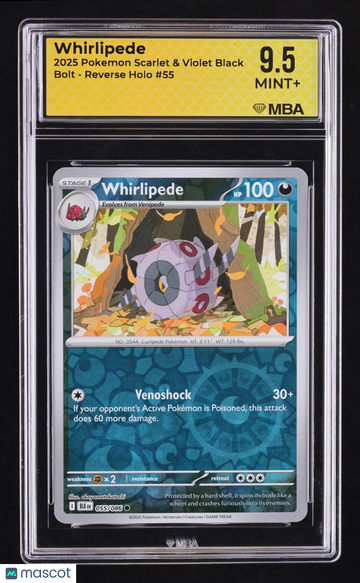 2025 Pokemon Scarlet & Violet Black Bolt Whirlipede Reverse Holo MBA 9.5 #55