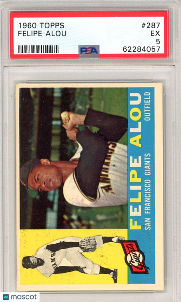 1960 Topps Felipe Alou #287 Base Set PSA 5 P1372