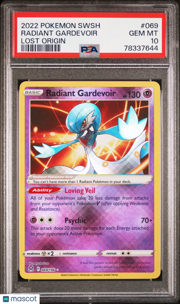 2022 Pokemon Sword & Shield Lost Origin Radiant Gardevoir Lost Origin PSA 10 #069