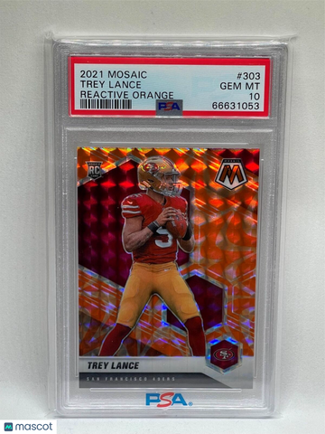 2021 Panini Mosaic Trey Lance #303 Reactive Orange PSA 10