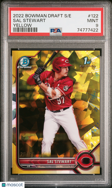2022 Bowman Draft Chrome Sapphire Edition Sal Stewart #BDC122 Yellow PSA 9