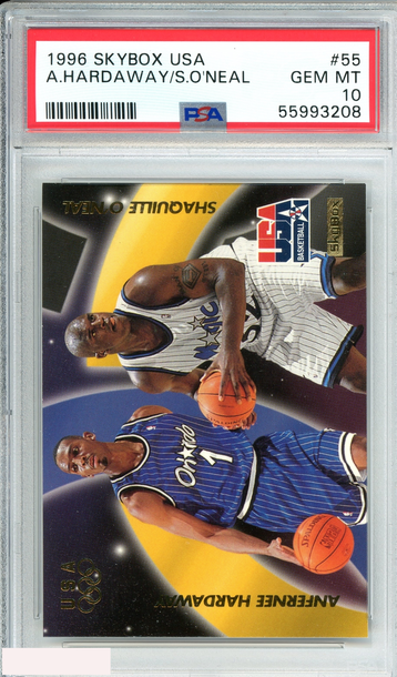1996 SKYBOX USA BASKETBALL A HARDAWAY S ONEAL #55 ORLANDO MAGIC PSA 10 GEM POP 3