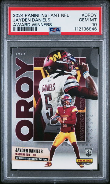 2024 PANINI INSTANT NFL AWARD WINNERS JAYDEN DANIELS #OROY RC ROOKIE PSA 10