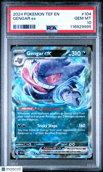 2024 Pokemon Tef EN-Temporal Forces Gengar EX PSA 10 #104